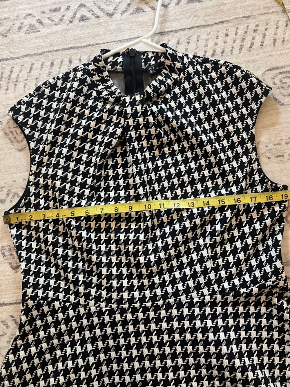 New York & Company Black and White Houndstooth Fit-and-Flare Dress - Picture 3 of 7